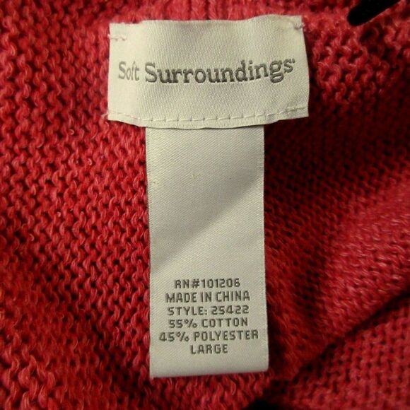 Soft Surroundings Open Fly Away Cardigan Sweater Sz L Ribbed Hi Cut Front - Picture 5 of 5